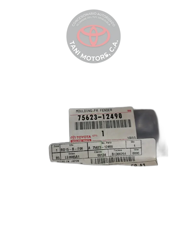 MOLDURA EXTERIOR DEL GUARDABARROS FRONTA TOYOTA 7562312490