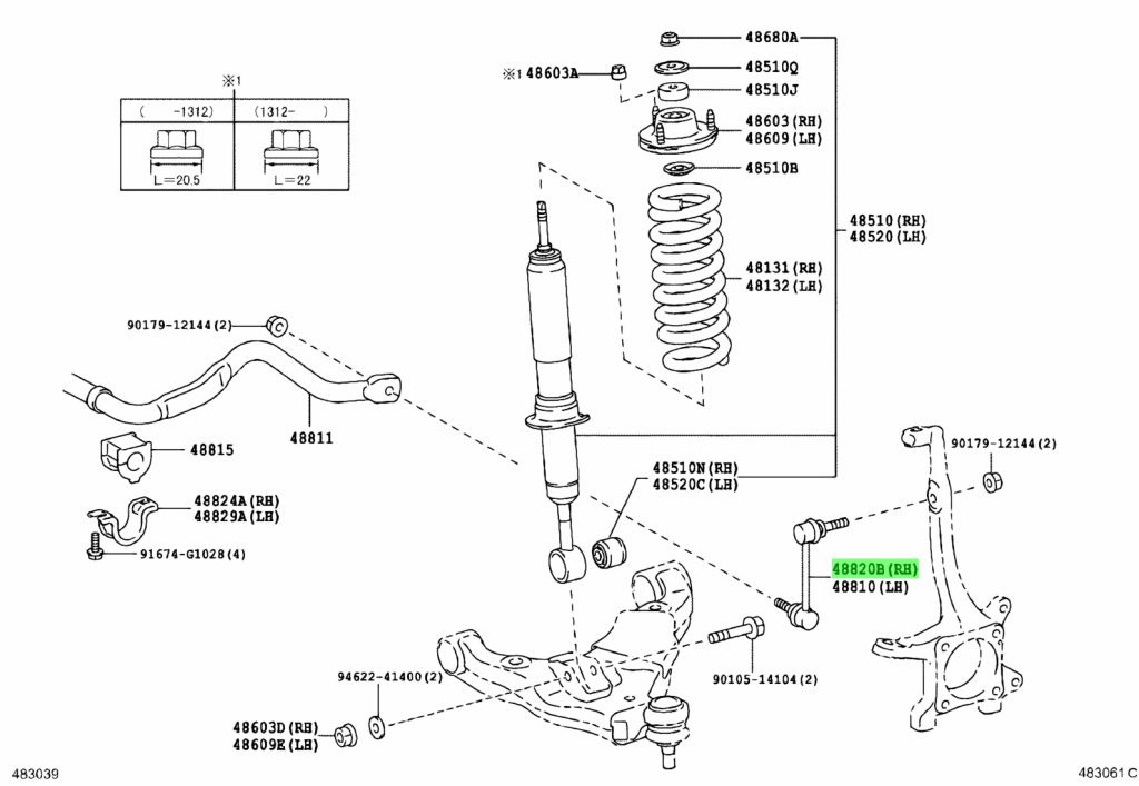 Diagrama de Uso - ARTICULACION ESTABILIZADORA TRASERO TOYOTA 4882060050