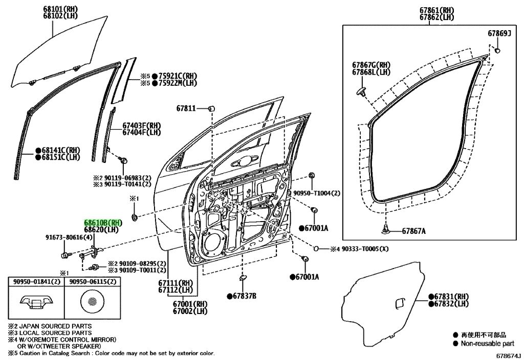 Diagrama de Uso - CONJUNTO COMPROBACION PUERTA FRONTAL TOYOTA 686100K100
