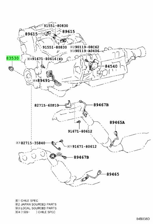 Diagrama de Uso - INTERRUPTOR DE PRESION DE ACEITE DEL MOT TOYOTA 8353028020
