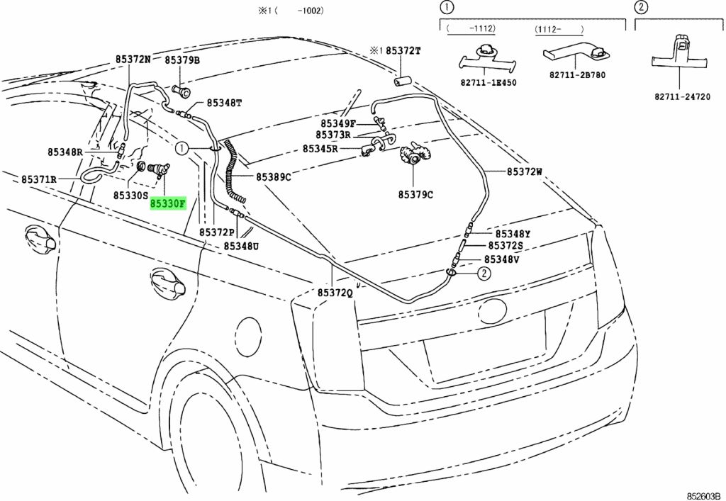 Diagrama de Uso - MOTOR Y MENSULA DEL LIMPIAPARABRIS TOYOTA 8533060160