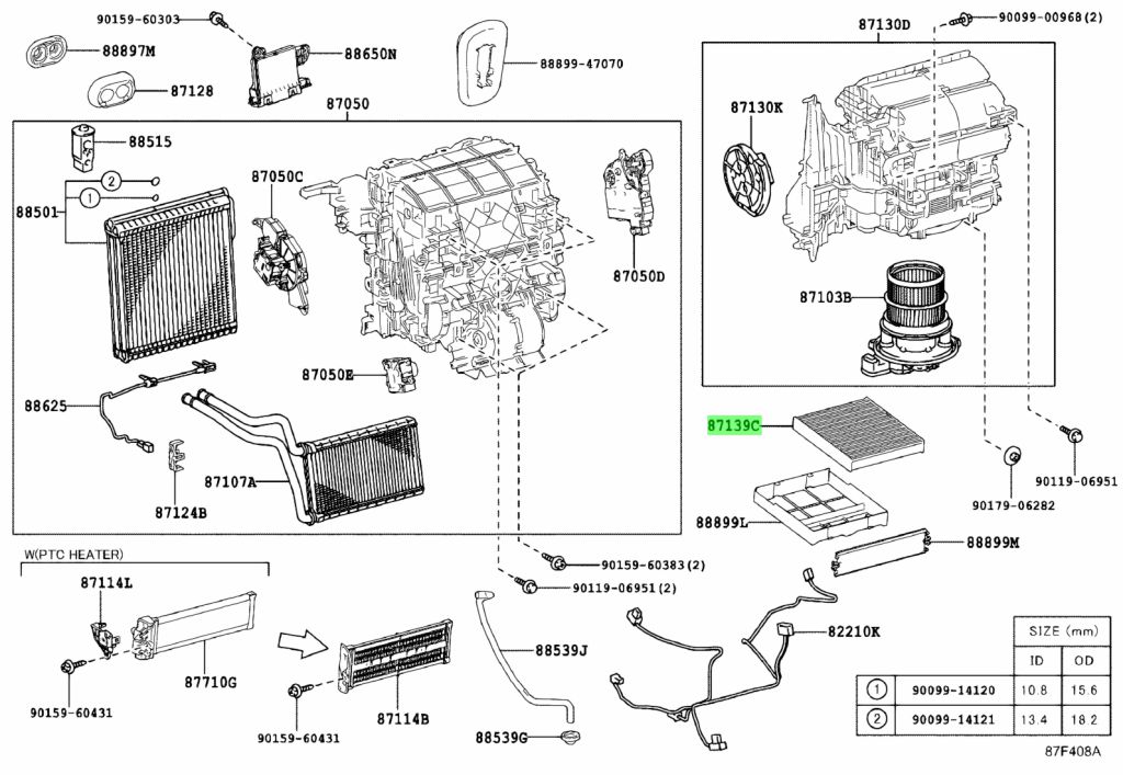 Diagrama de Uso - ELEMENTO, REFINADOR DE AIRE TOYOTA 8713958010