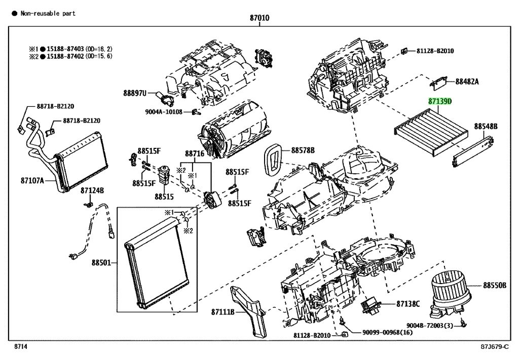Diagrama de Uso - ELEMENTO DE AIRE TOYOTA 87139BZ020