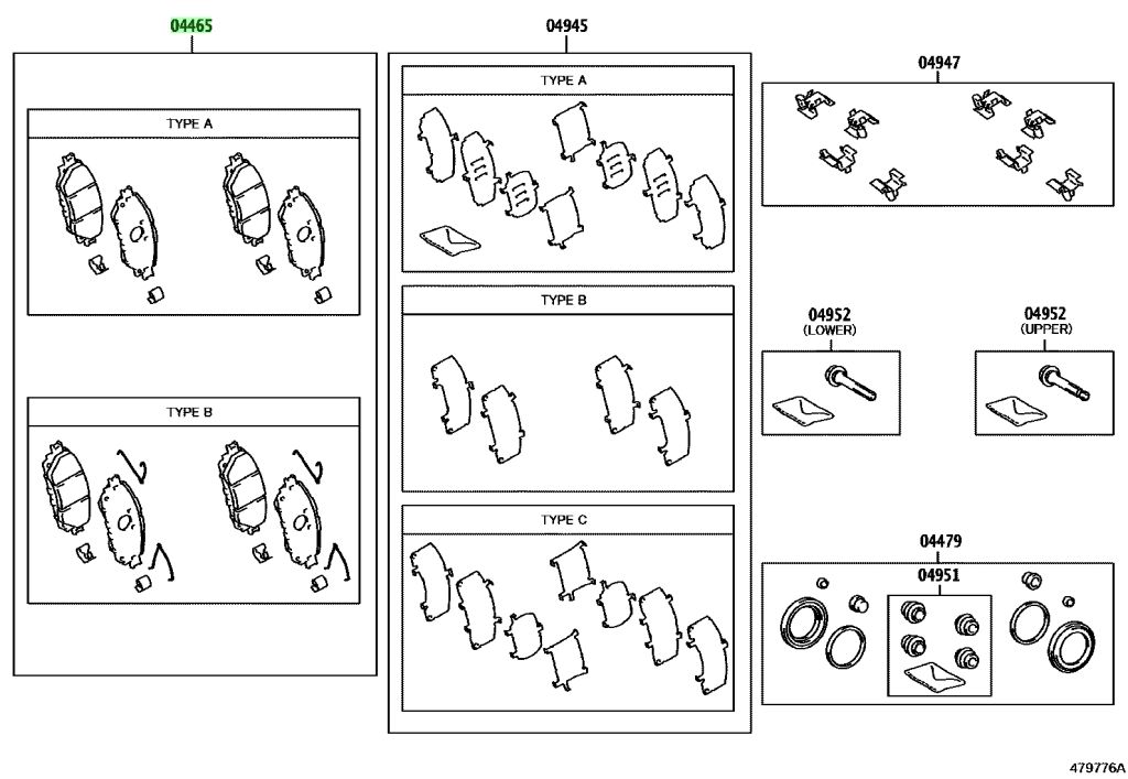 Diagrama de Uso - JUEGO PASTILLAS DE FRENO DELANTERAS TOYOTA 044650K401