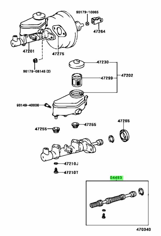 Diagrama de Uso - JUEGO DE CILINDRO PRINCIPAL DE FRENO TOYOTA 0449312180
