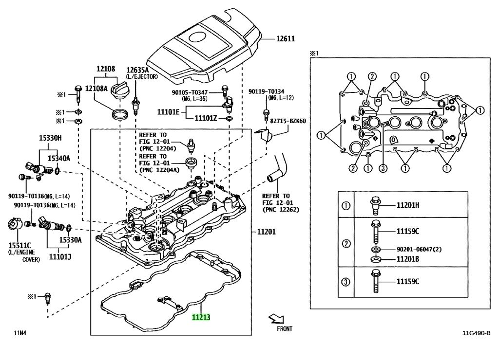 Diagrama de Uso - EMPACADURA DE TAPA VALVULA TOYOTA 11213BZ110