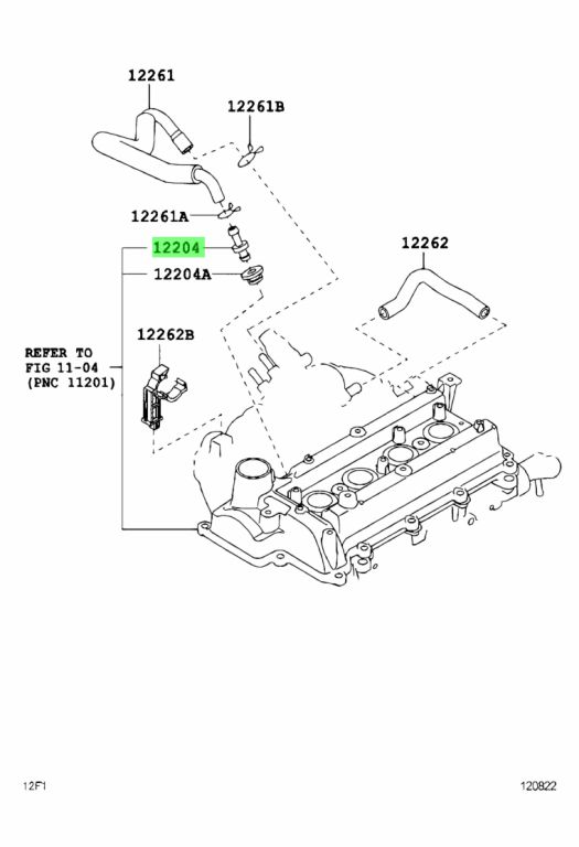 Diagrama de Uso - VALVULA PCV TOYOTA 1220497401