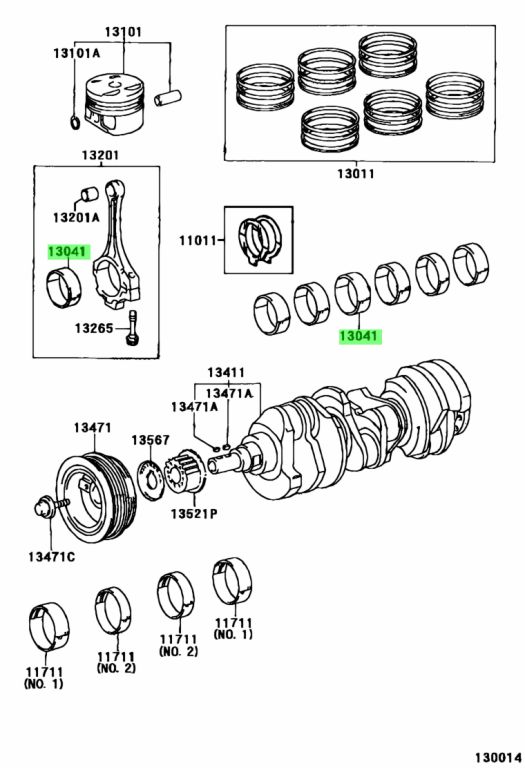 Diagrama de Uso - CONCHAS DE BIELA TOYOTA 130412001102