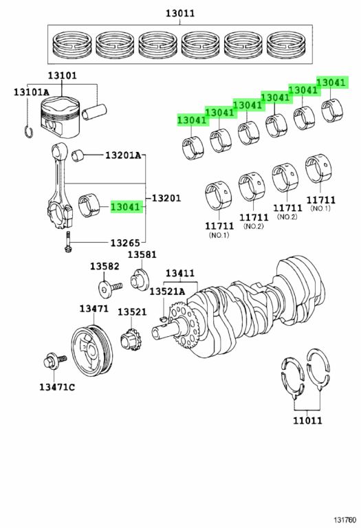 Diagrama de Uso - CONCHAS DE BIELA TOYOTA 130413109003