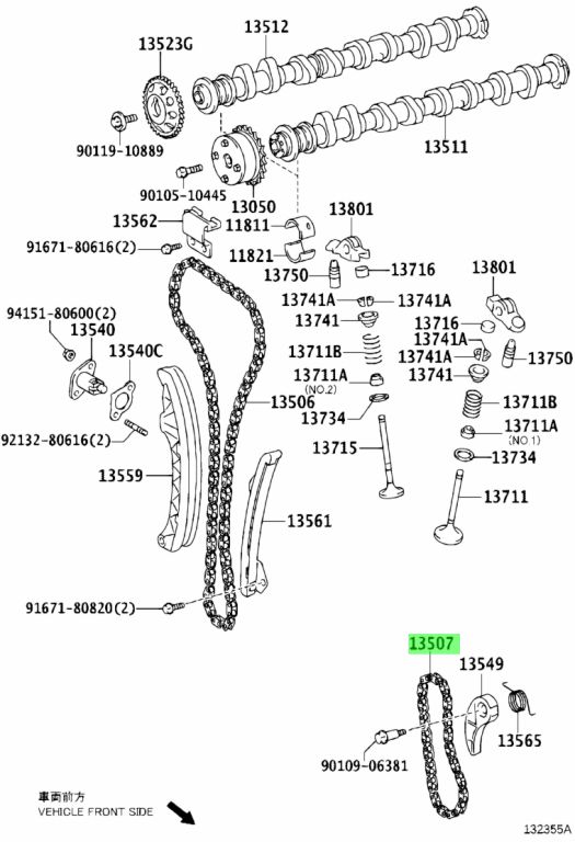 Diagrama de Uso - CADENA DE DISTRIBUCION TOYOTA 1350728010