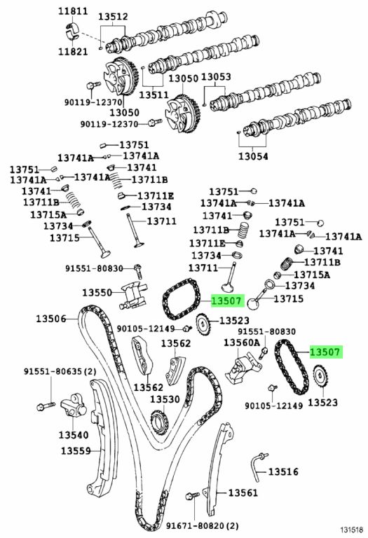 Diagrama de Uso - CADENA DE DISTRIBUCION TOYOTA 1350731010