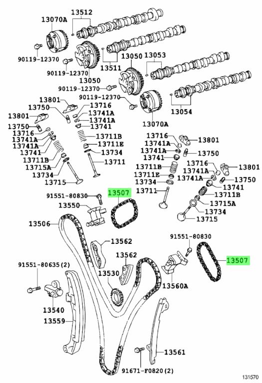 Diagrama de Uso - CADENA DE DISTRIBUCION TOYOTA 1350731020