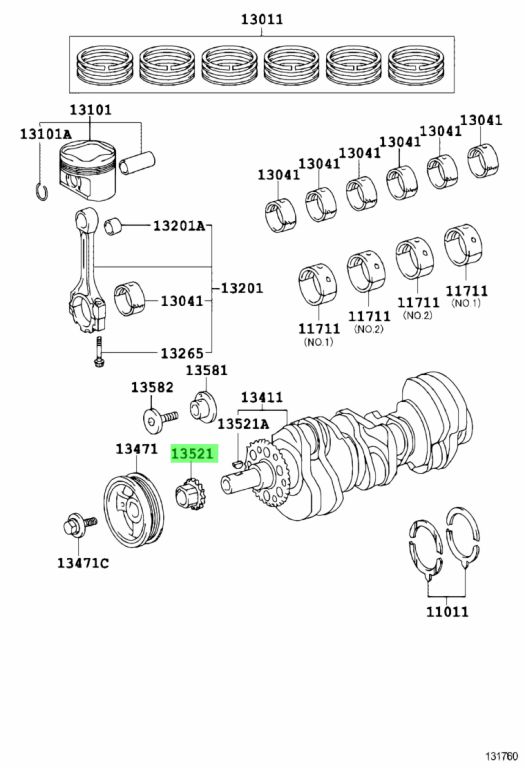 Diagrama de Uso - ENGRANAJE DE LA DISTRIBUCION DEL CIGUENA TOYOTA 1352131041
