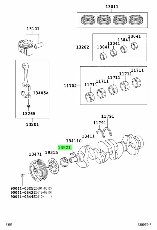 Diagrama de Uso - ENGRANAJE O RUEDA DENTADA, DISTRIBUION C TOYOTA 13521B1020