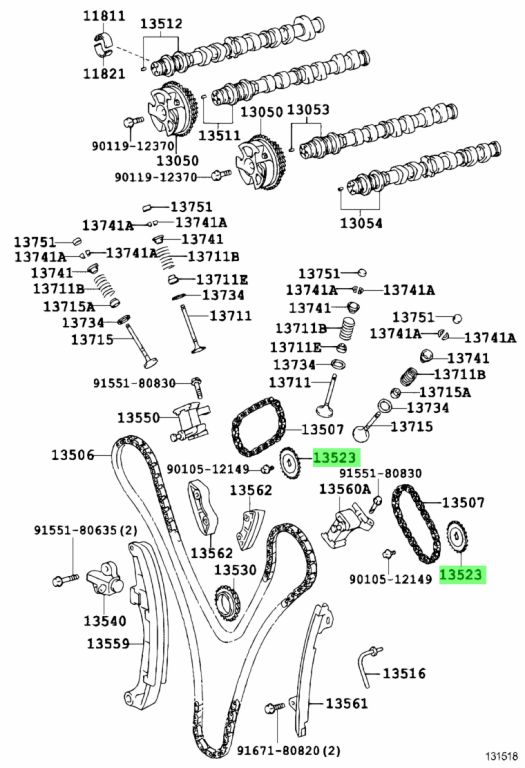 Diagrama de Uso - ENGRANAJE DE DISTRIBUCION DEL ARBOL DE L TOYOTA 1352331030