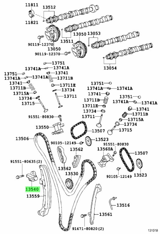 Diagrama de Uso - TENSOR DE LA CADENA TOYOTA 1354031011