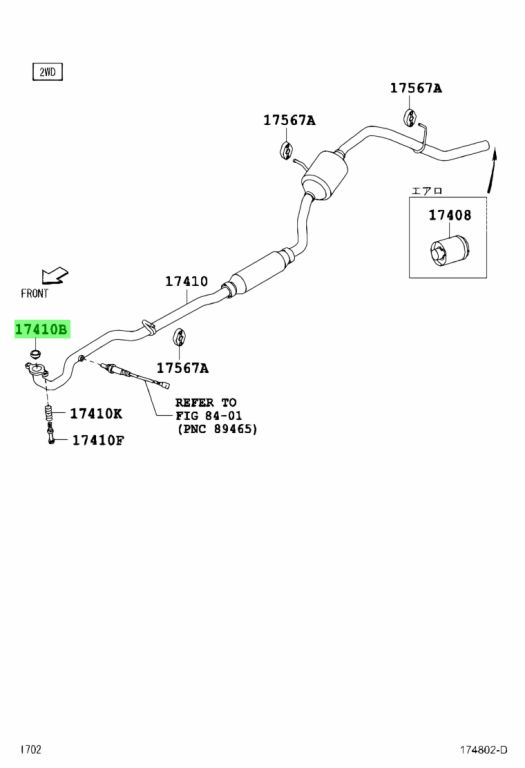Diagrama de Uso - JUNTA DEL TUBO DE ESCAPE TOYOTA 17451B1031