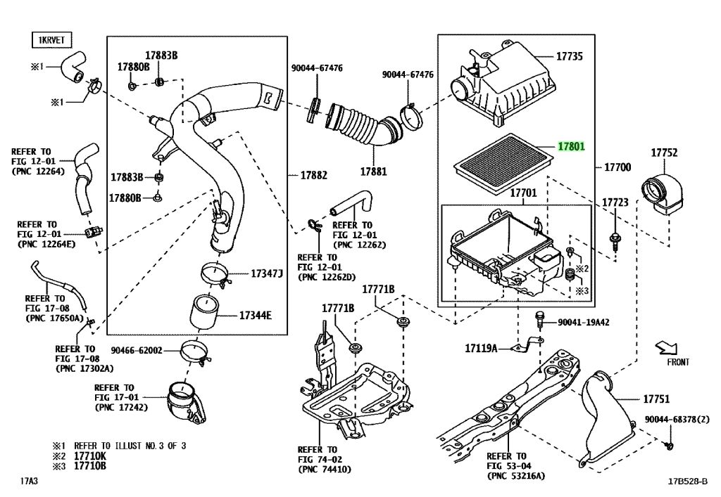 Diagrama de Uso - CONJUNTO FILTRO AIRE TOYOTA 17801BZ110