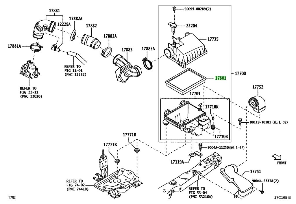 Diagrama de Uso - SUBCONJUNTO ELEMENTO, FILTRO AIRE TOYOTA 17801BZ200