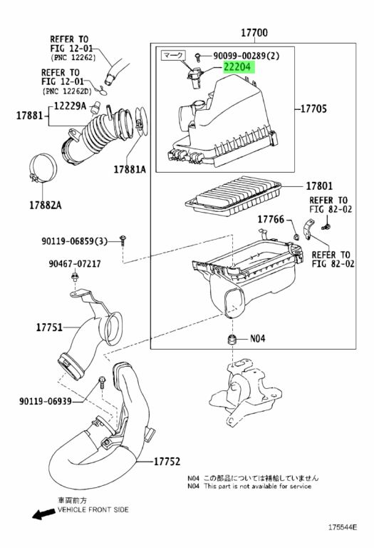 Diagrama de Uso - MEDIDOR DE FLUJO DE AIRE DE ADMISION TOYOTA 222040H010