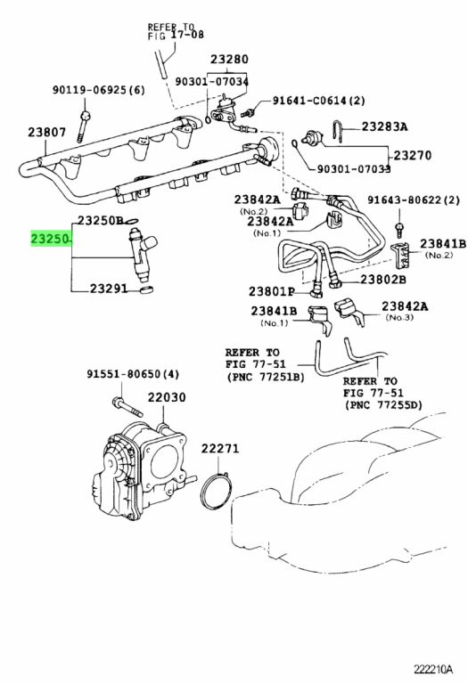 Diagrama de Uso - INYECTOR DE COMBUSTIBLE TOYOTA 2320939015