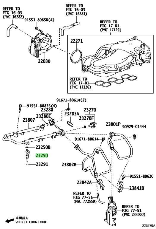 Diagrama de Uso - CONJUNTO INYECTOR COMBUSTIBLE TOYOTA 2320939445