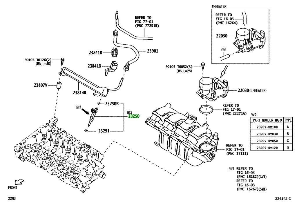 Diagrama de Uso - CONJUNTO INYECTOR COMBUSTIBLE TOYOTA 23209B9080