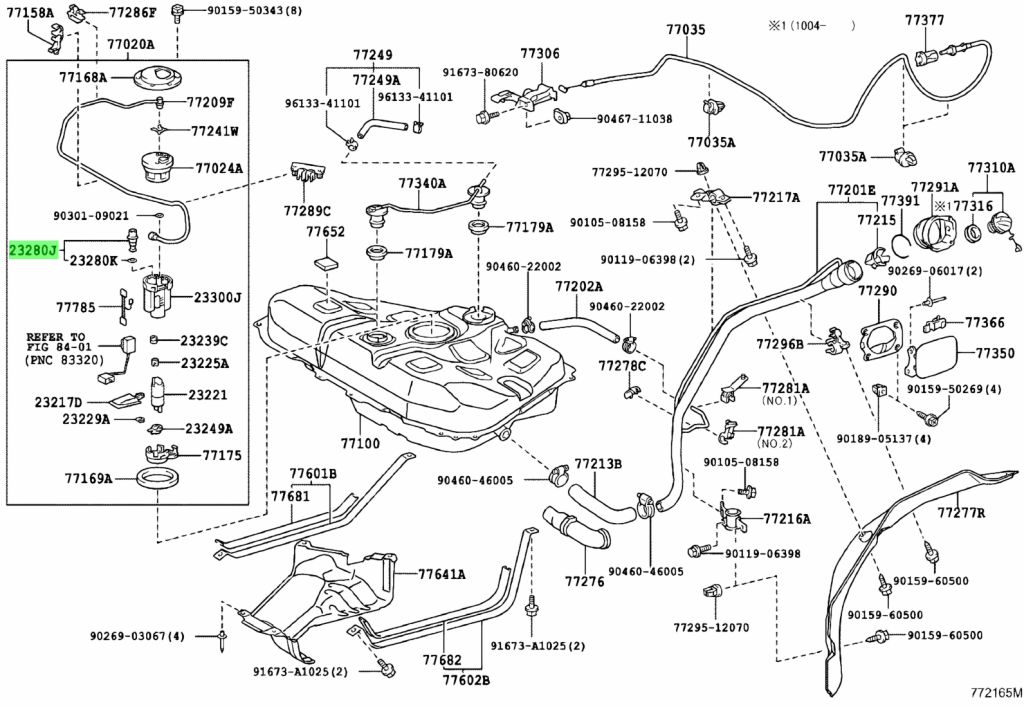 Diagrama de Uso - REGULADOR DE PRESION DE COMBUSTIBLE TOYOTA 2328022010