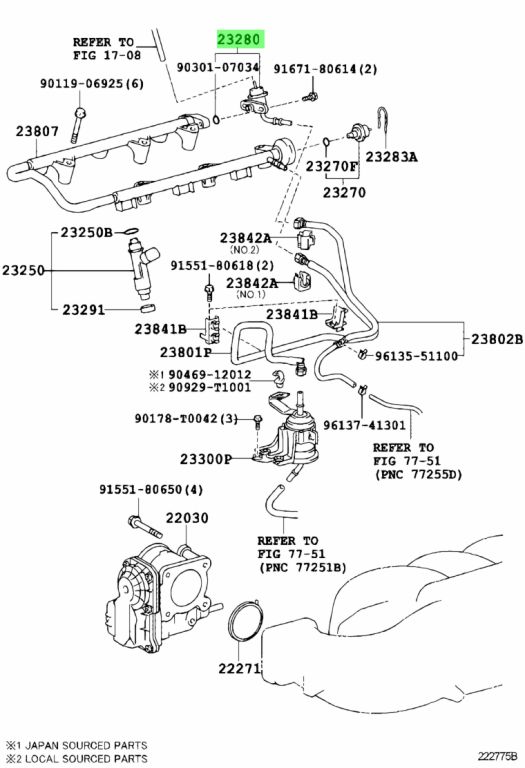 Diagrama de Uso - REGULADOR DE PRESION DE COMBUSTIBLE TOYOTA 2328031041