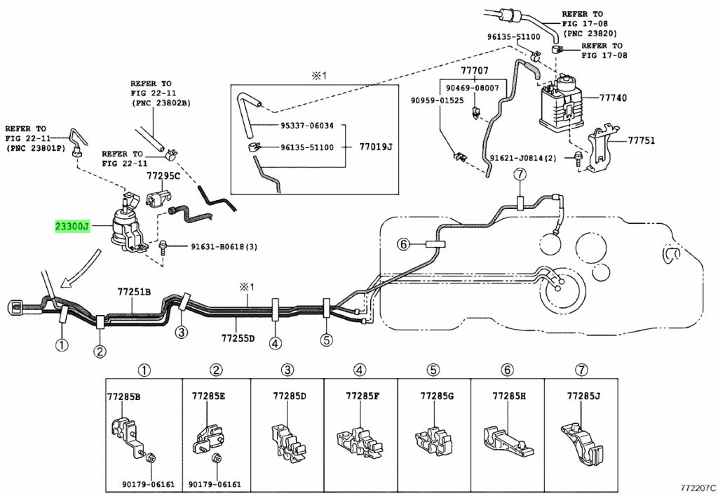 Diagrama de Uso - FILTRO DE LA BOMBA DE COMBUSTIBLE TOYOTA 2330031100
