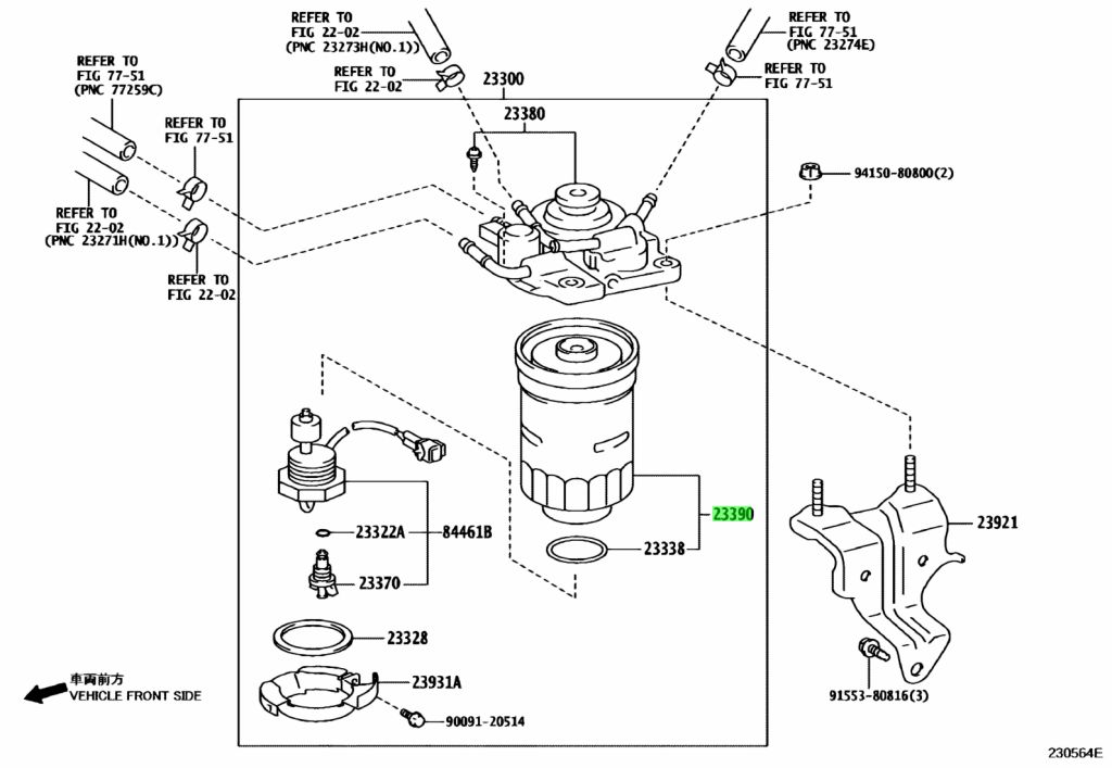 Diagrama de Uso - FILTRO DE COMBUSTIBLE TOYOTA 2339036760