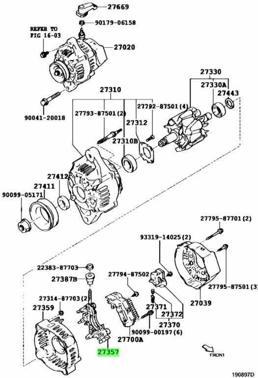 Diagrama de Uso - SOPORTE ALTERNADOR, RECTIFICADOR TOYOTA 2735787305